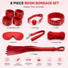 Premium 8 Piece Bondage Restraint Kit with Adjustable Cuffs & Blindfold