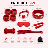 Premium 8 Piece Bondage Restraint Kit with Adjustable Cuffs & Blindfold