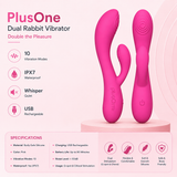 Premium Dual Rabbit Vibrator | Dual Stimulation | 10 Vibration Modes | USB Rechargeable | Waterproof Silicone